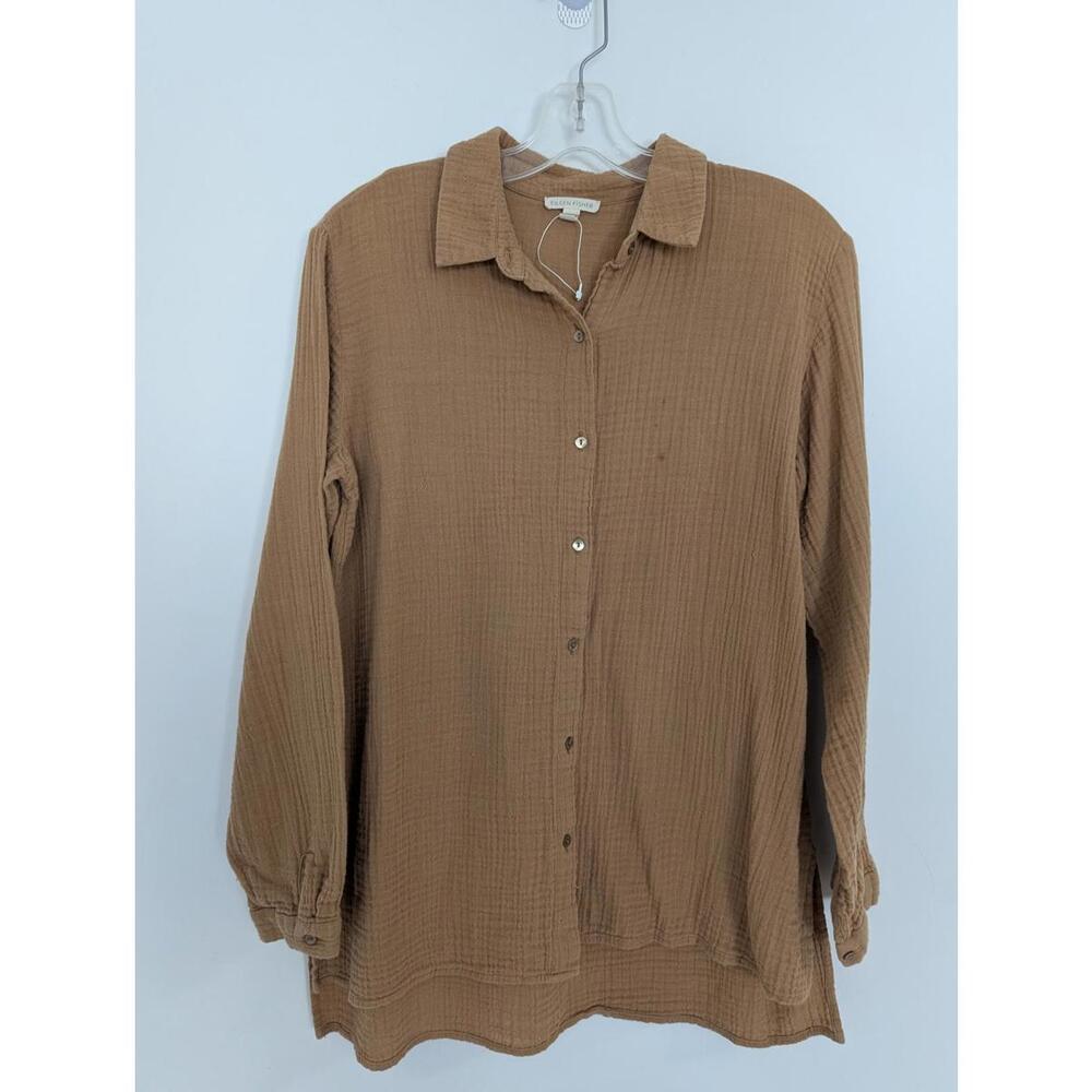 Eileen Fisher Women's Shirt Tunic Size XS 100% Organic Cotton Oversized Bohemian
